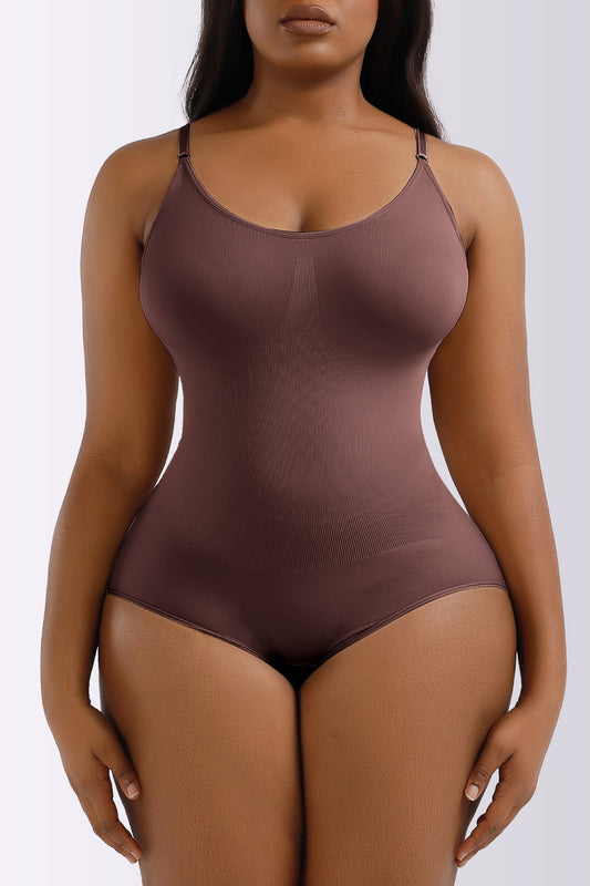 Full Size Spaghetti Strap Shaping Bodysuit Mocha