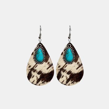 Artificial Turquoise Teardrop Earrings Khaki One Size