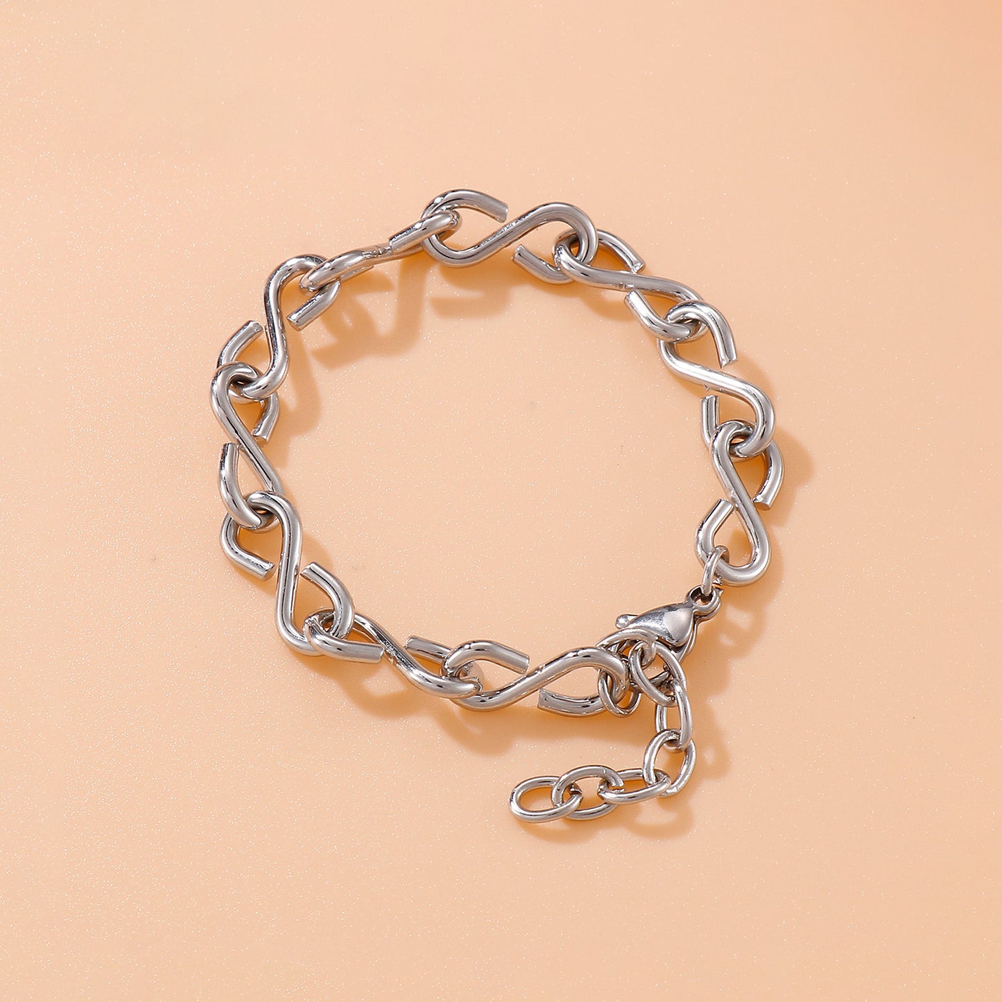 Stainless Steel Figure 8 Chain Link Bracelet Silver One Size