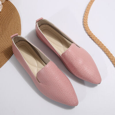 Snake Print Pointed Toe Slip-Ons Dusty Pink