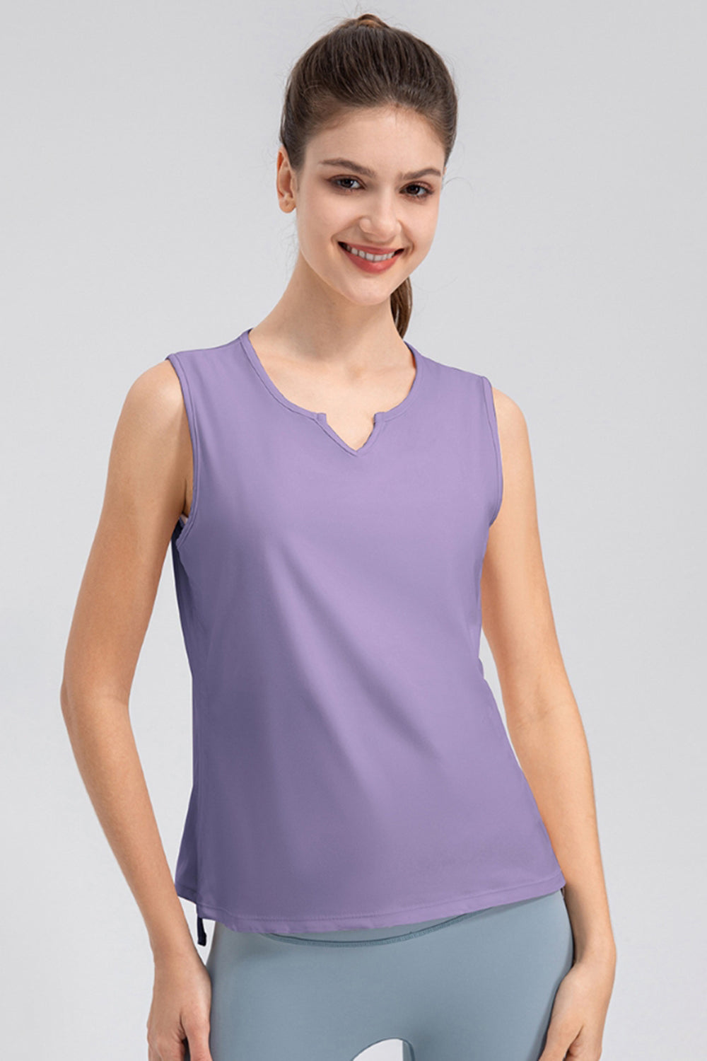 Notched Wide Strap Active Tank Lavender