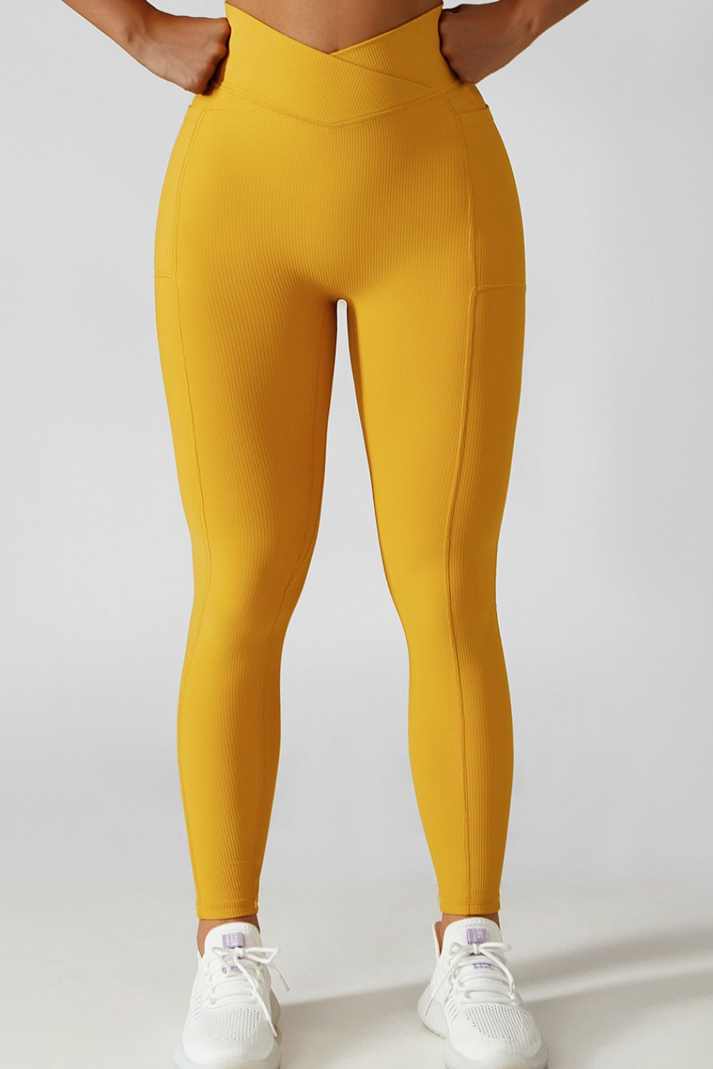 Basic Bae Crossover Waist Active Leggings Gold