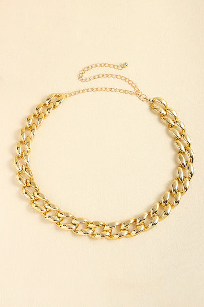 1" Width Acrylic Curb Chain Belt Gold One Size