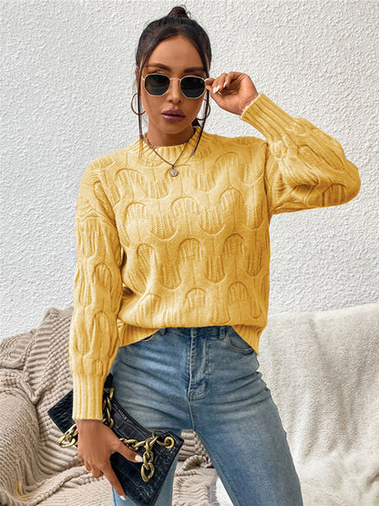 Round Neck Long Sleeve Sweater Yellow