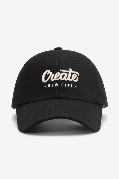 CREATE NEW LIFE Adjustable Cotton Baseball Cap Black One Size