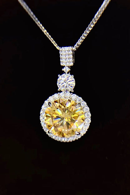 6 Carat Moissanite Pendant Necklace Yellow One Size