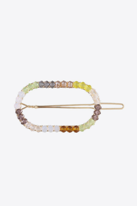 Colorful Bead Hair Pin Gold One Size