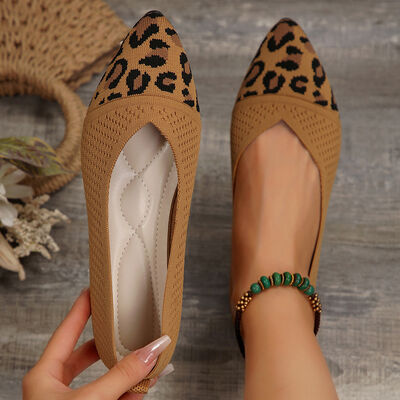 Point Toe Mesh Flat Slip-Ons Caramel