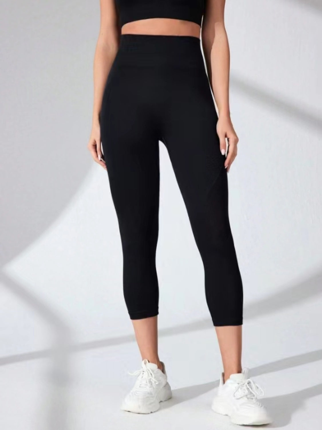 High Waist Cropped Active Leggings Black