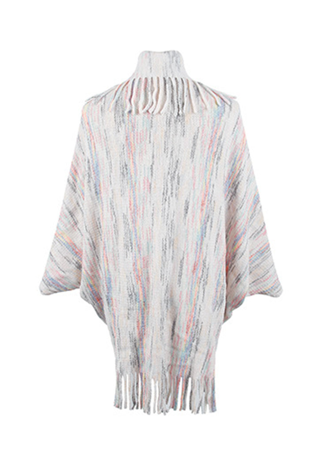 Fringe Detail Printed Poncho - Thandynie