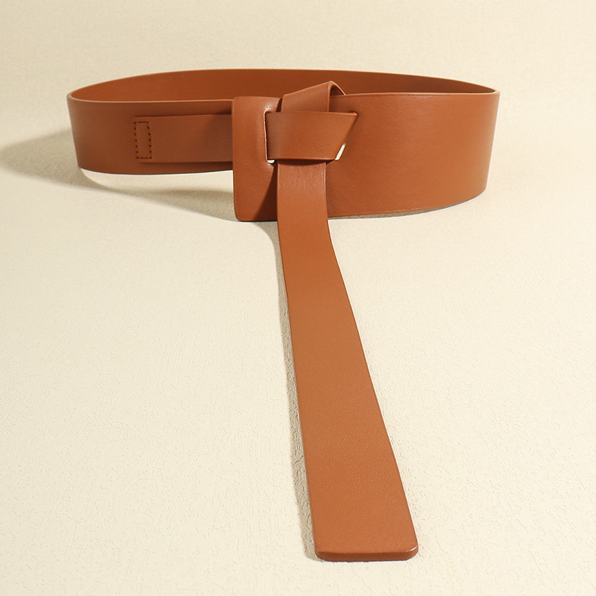 Knot Detail PU Belt Caramel One Size