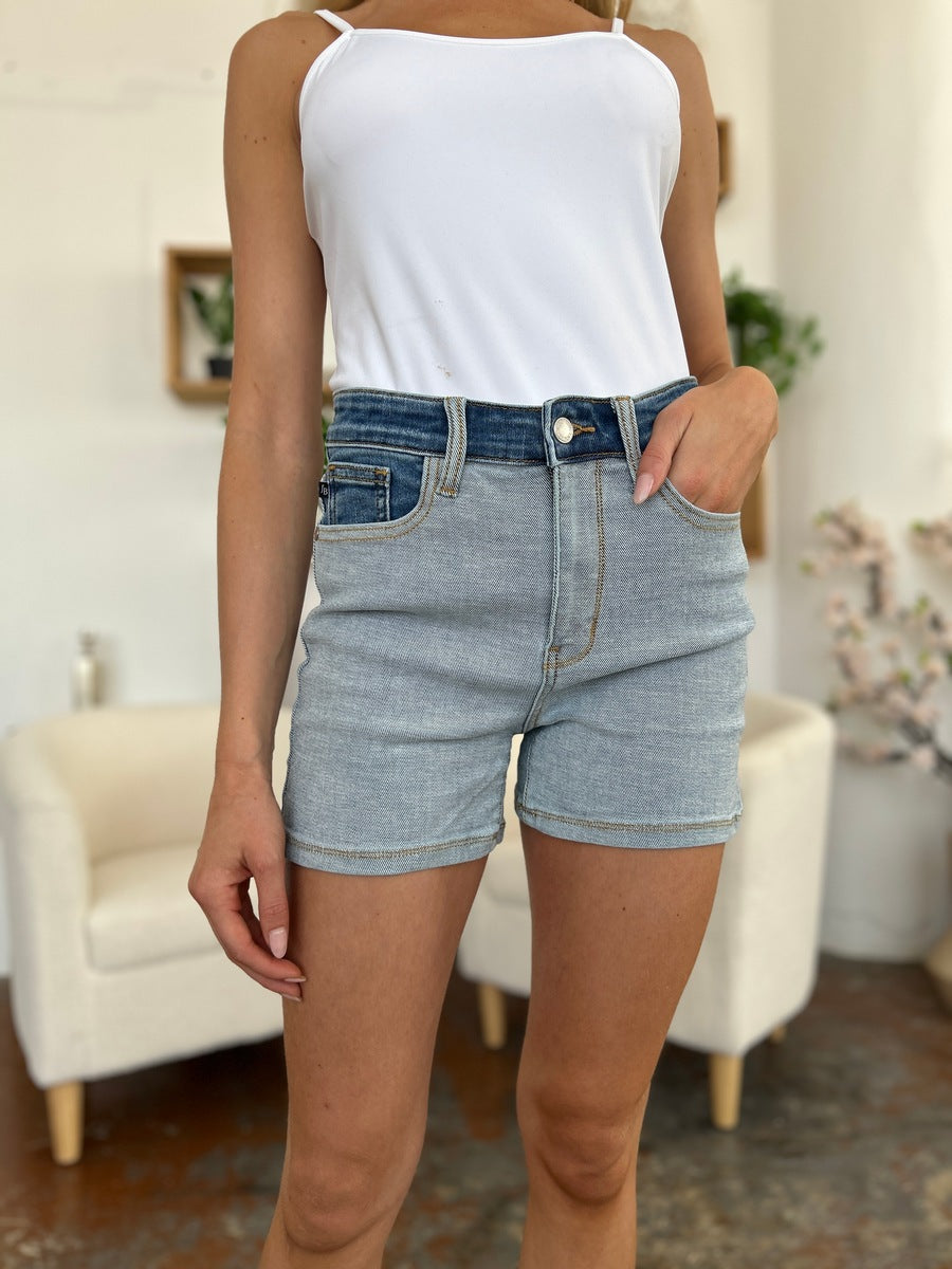 Judy Blue Full Size Color Block Denim Shorts