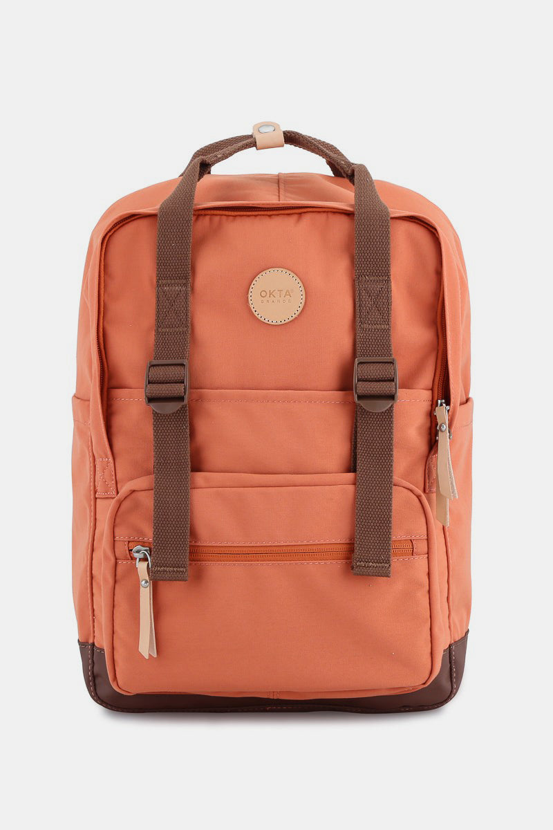 Himawari Waterproof Canvas Backpack Bag with Side Pockets Orange One Size