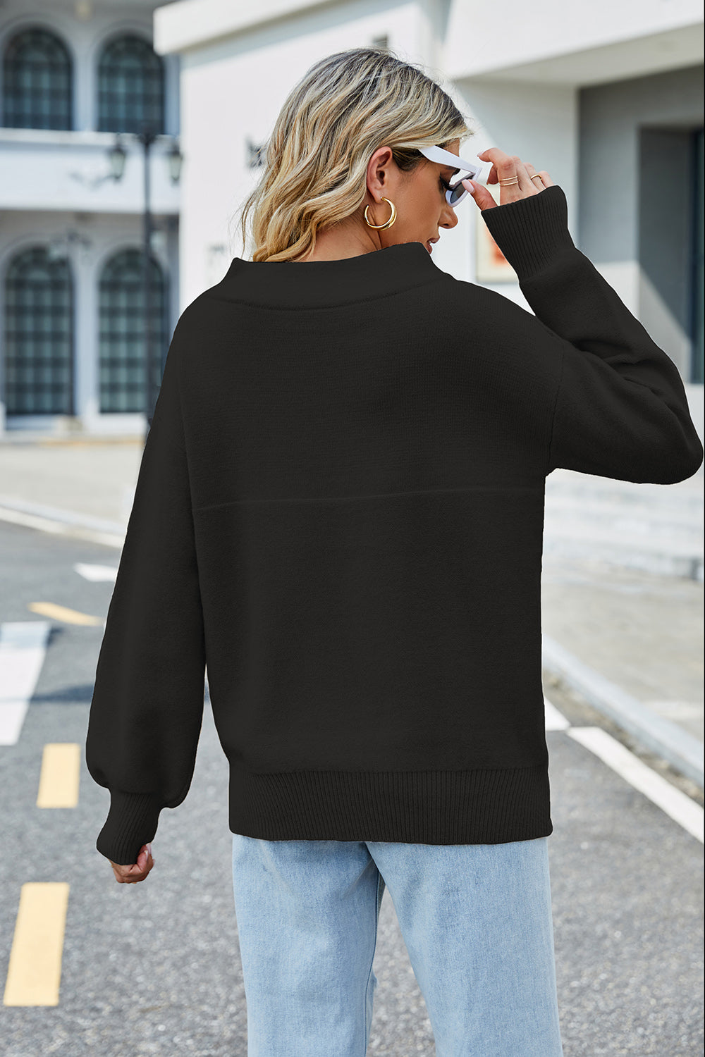 Long Sleeve Ribbed Trim Sweater