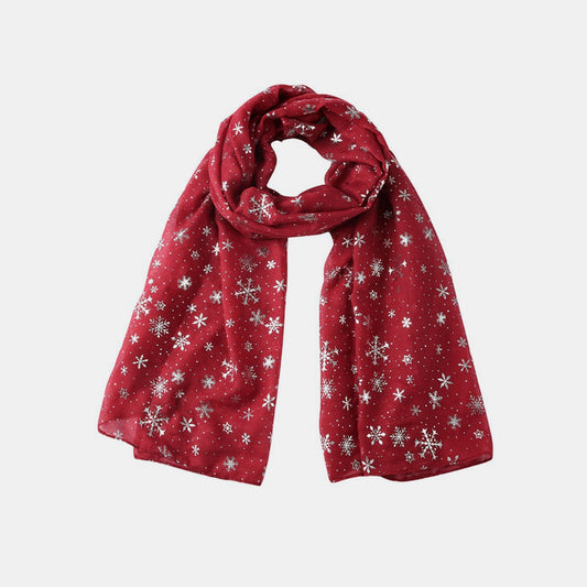 Thermal Snowflakes Polyester Scarf Scarlet One Size