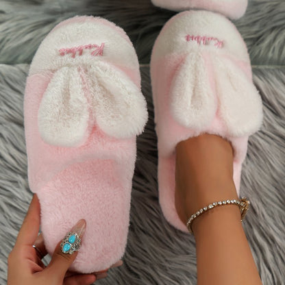 Rabbit Ears Round Toe Slippers Blush Pink