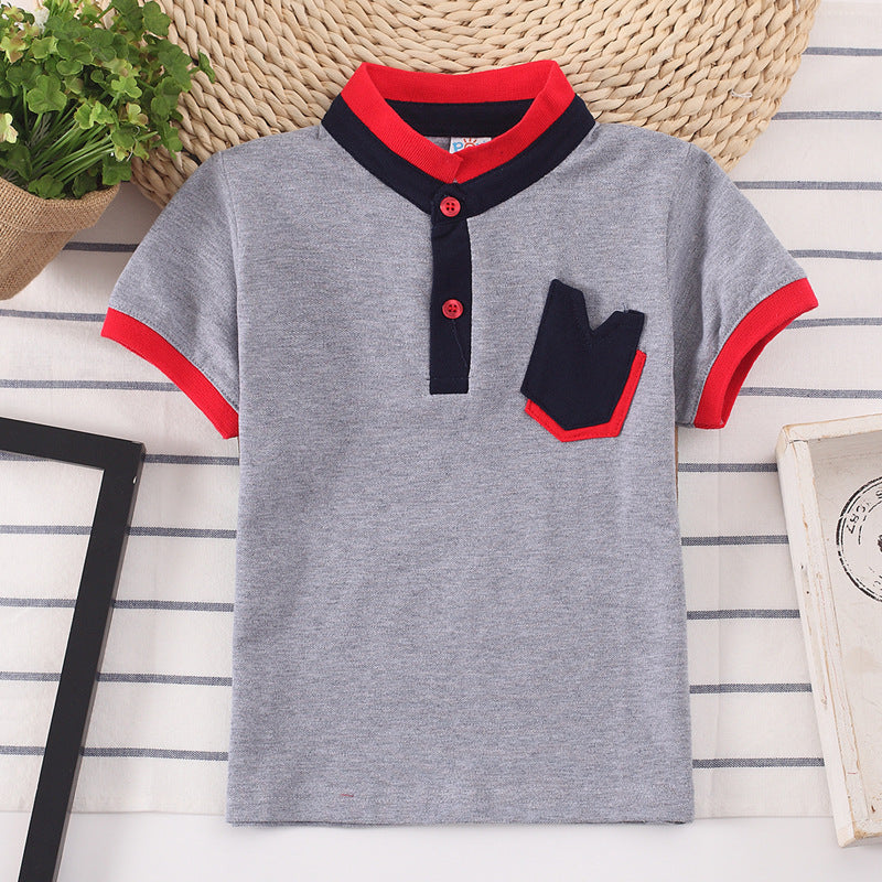 Boys' Cotton T-Shirt | Short Sleeve Moisture-Wicking Polo for Kids Grey