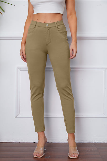 StretchyStitch Pants by Basic Bae Khaki