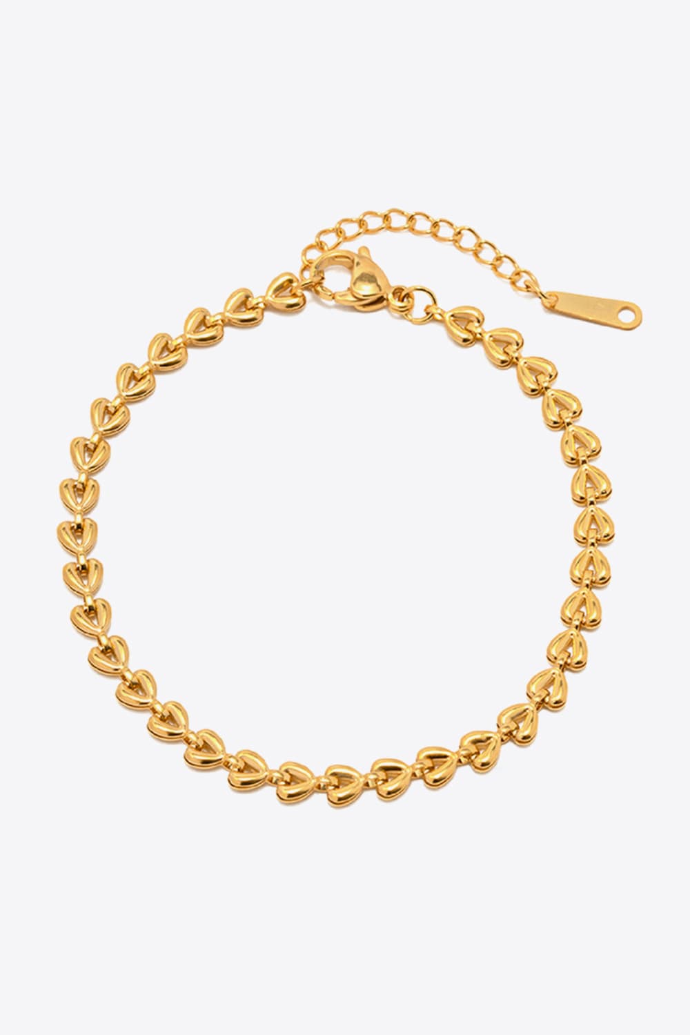 Heart Chain Lobster Clasp Bracelet Gold One Size