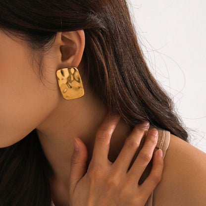 18K Gold-Plated Square Earrings Gold One Size