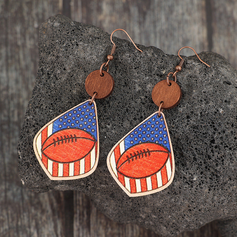 Printed Wooden Dangle Earrings - Thandynie