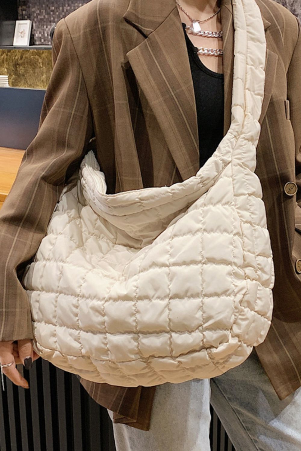 Large Quilted Shoulder Bag - Thandynie