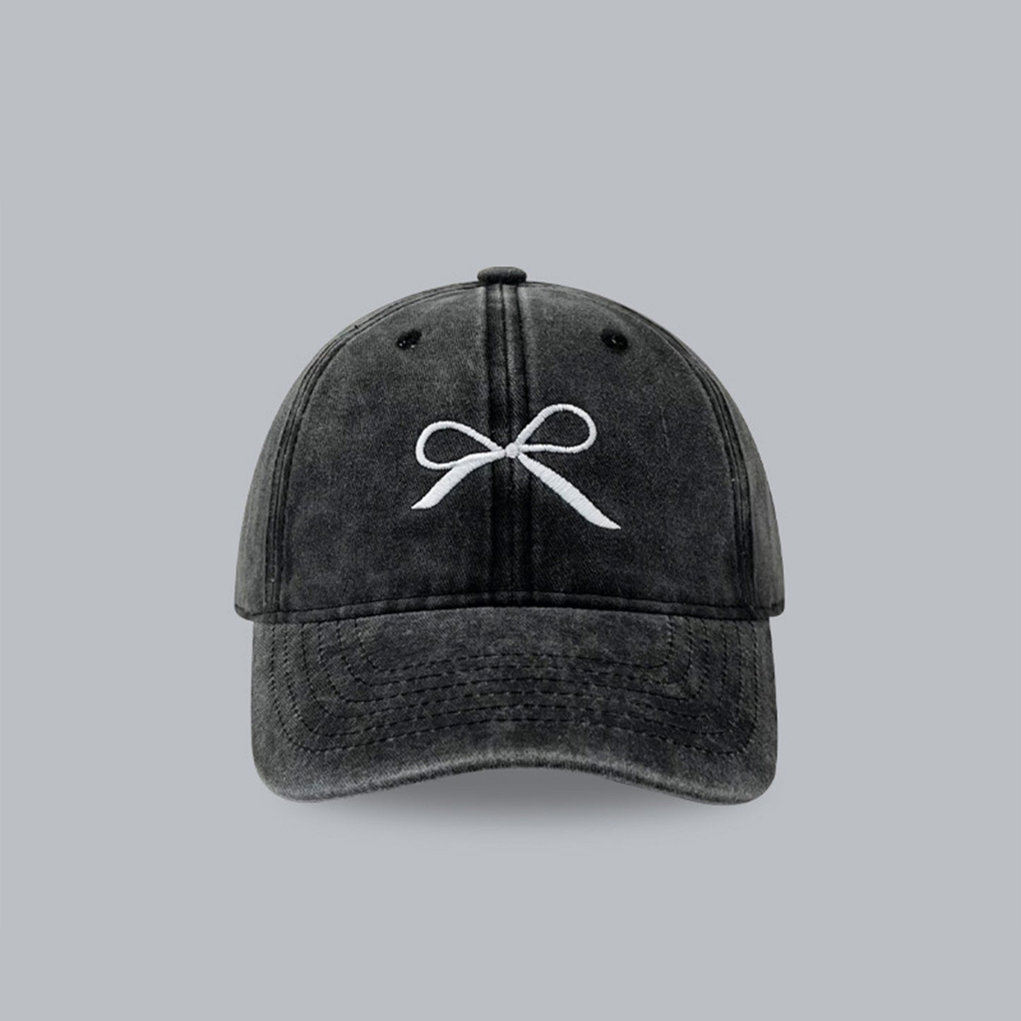 Bow Embroidered Adjustable Cap Black One Size