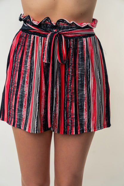 White Birch Full Size High Waisted Striped Shorts Multi