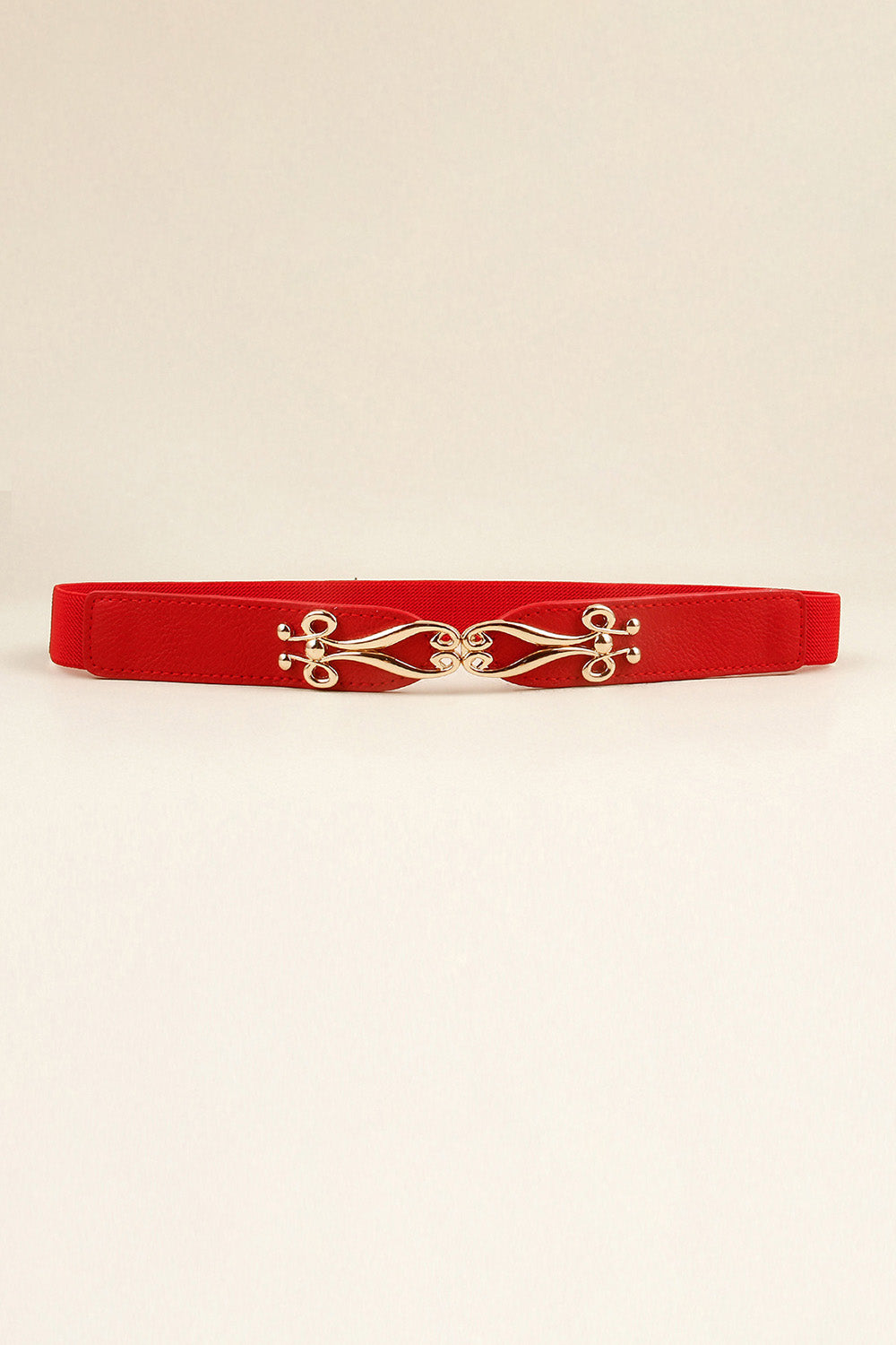 Alloy Buckle Elastic Belt Red One Size