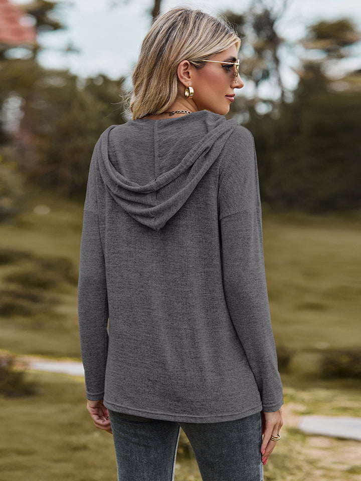 Dropped Shoulder Hooded Blouse