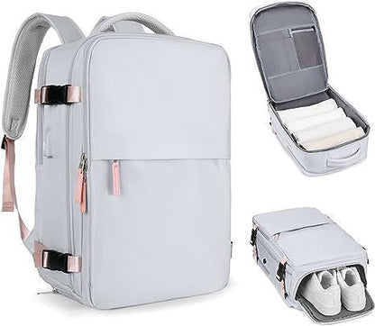 Large Capacity Lightweight Multifunctional Luggage Backpack Silver Gray 33x22x47CM