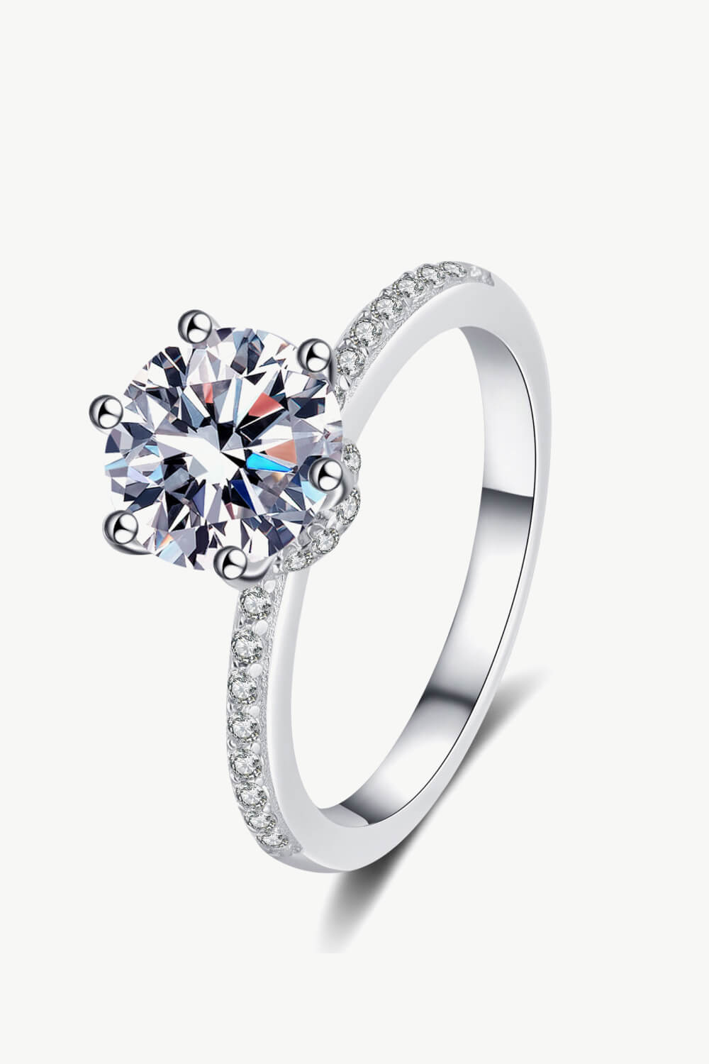 925 Sterling Silver 2 Carat Moissanite Ring Silver