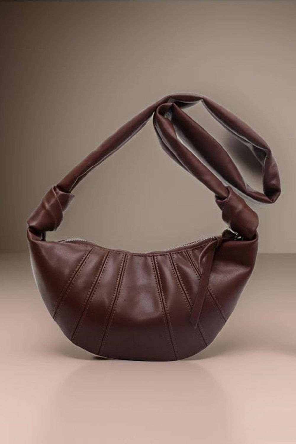Zenana Vegan Leather Croissant Crossbody Bag Brown One Size