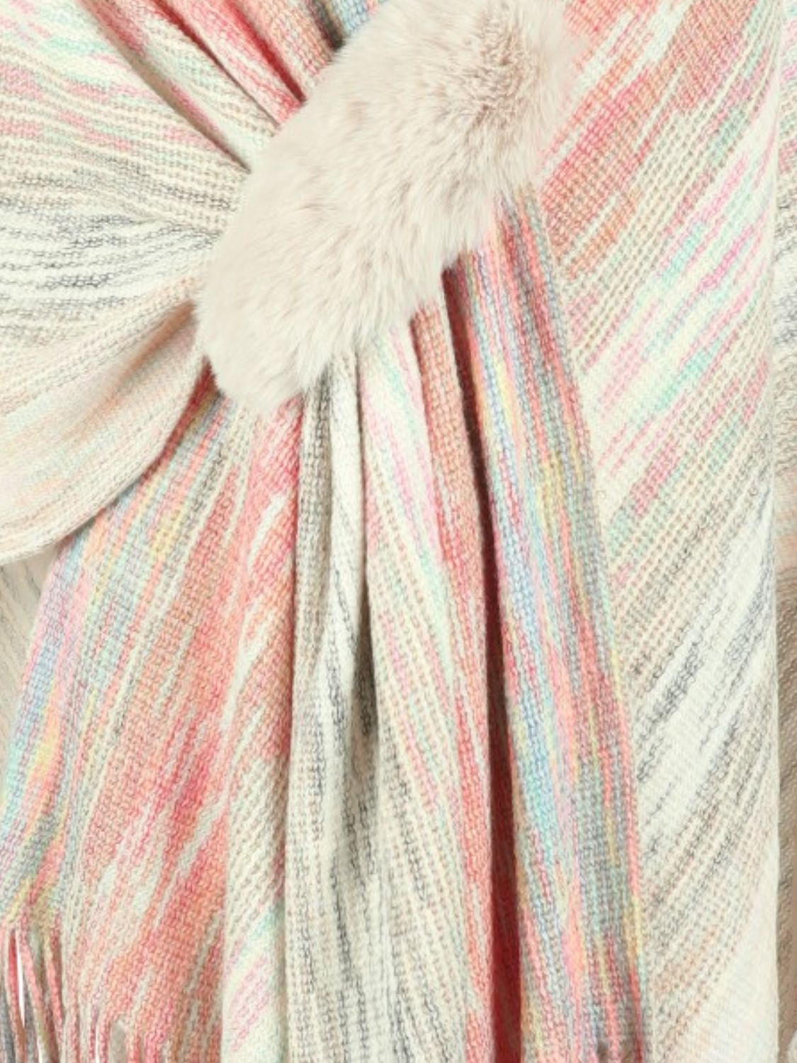 Heathered Fringe Hem Poncho - Thandynie