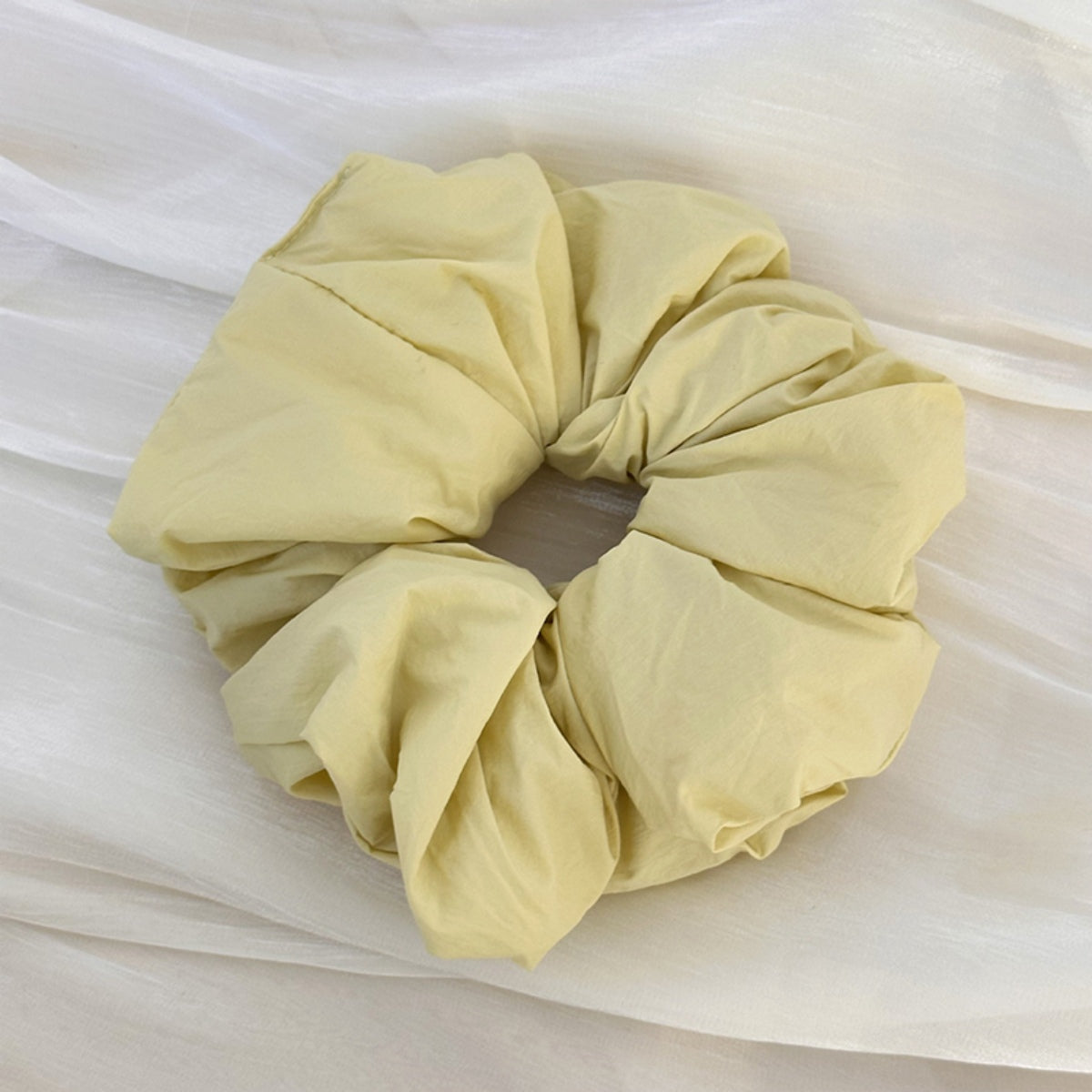 Ruched Elastic Hair Scrunchy Light Yellow One Size