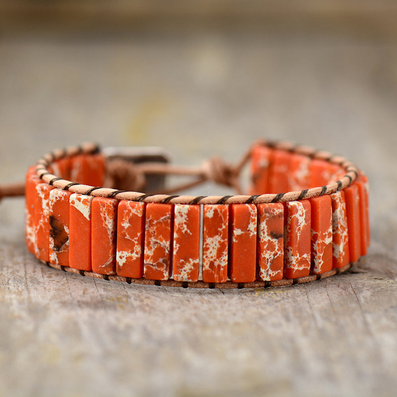 Natural Stone Bracelet Orange One Size