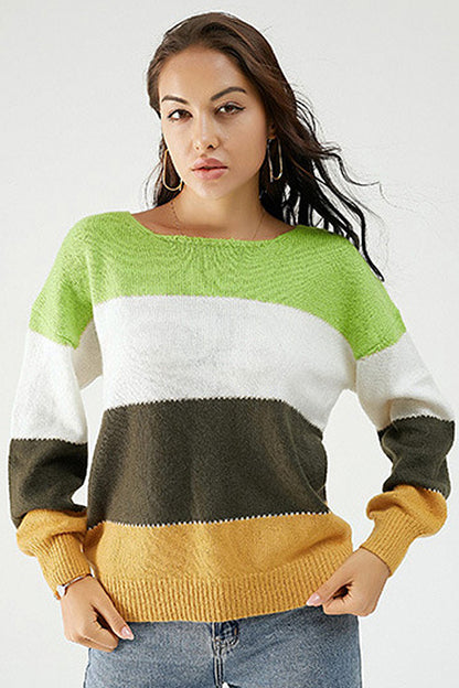 Color Block Dropped Shoulder Sweater