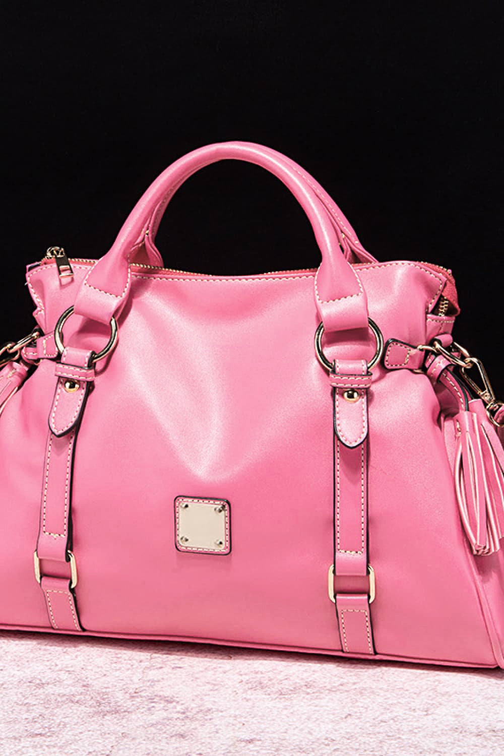 PU Leather Handbag with Tassels - Thandynie