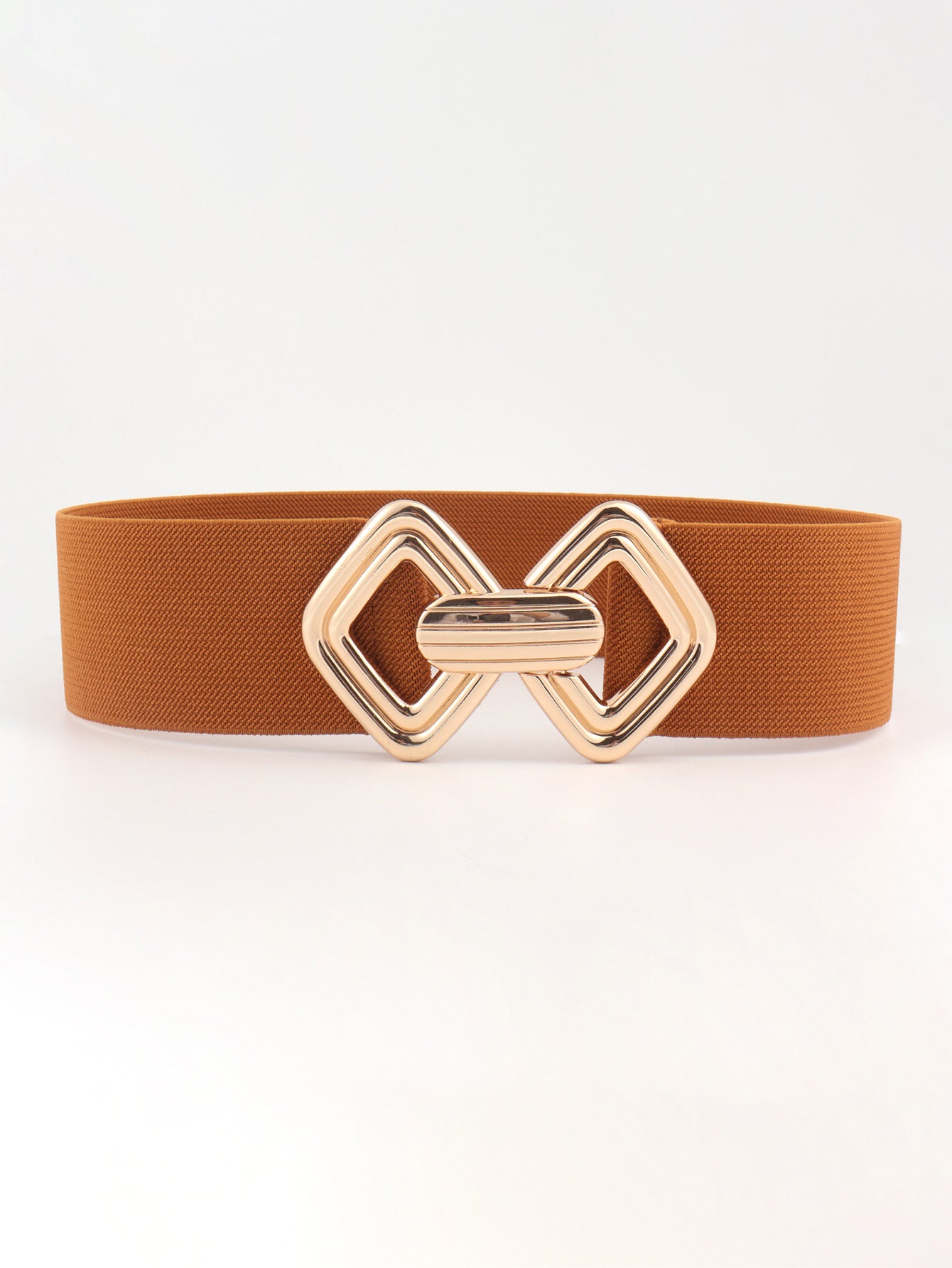 Geometric Buckle Elastic Wide Belt Ochre One Size