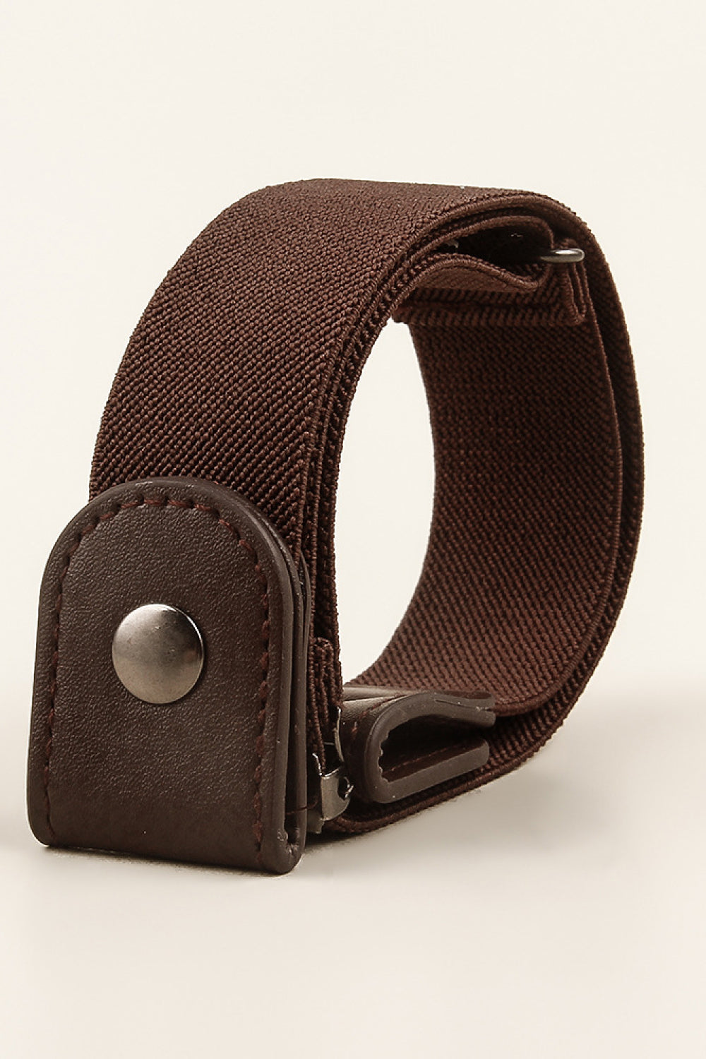 PU Elastic Snap Closure Belt Chocolate One Size