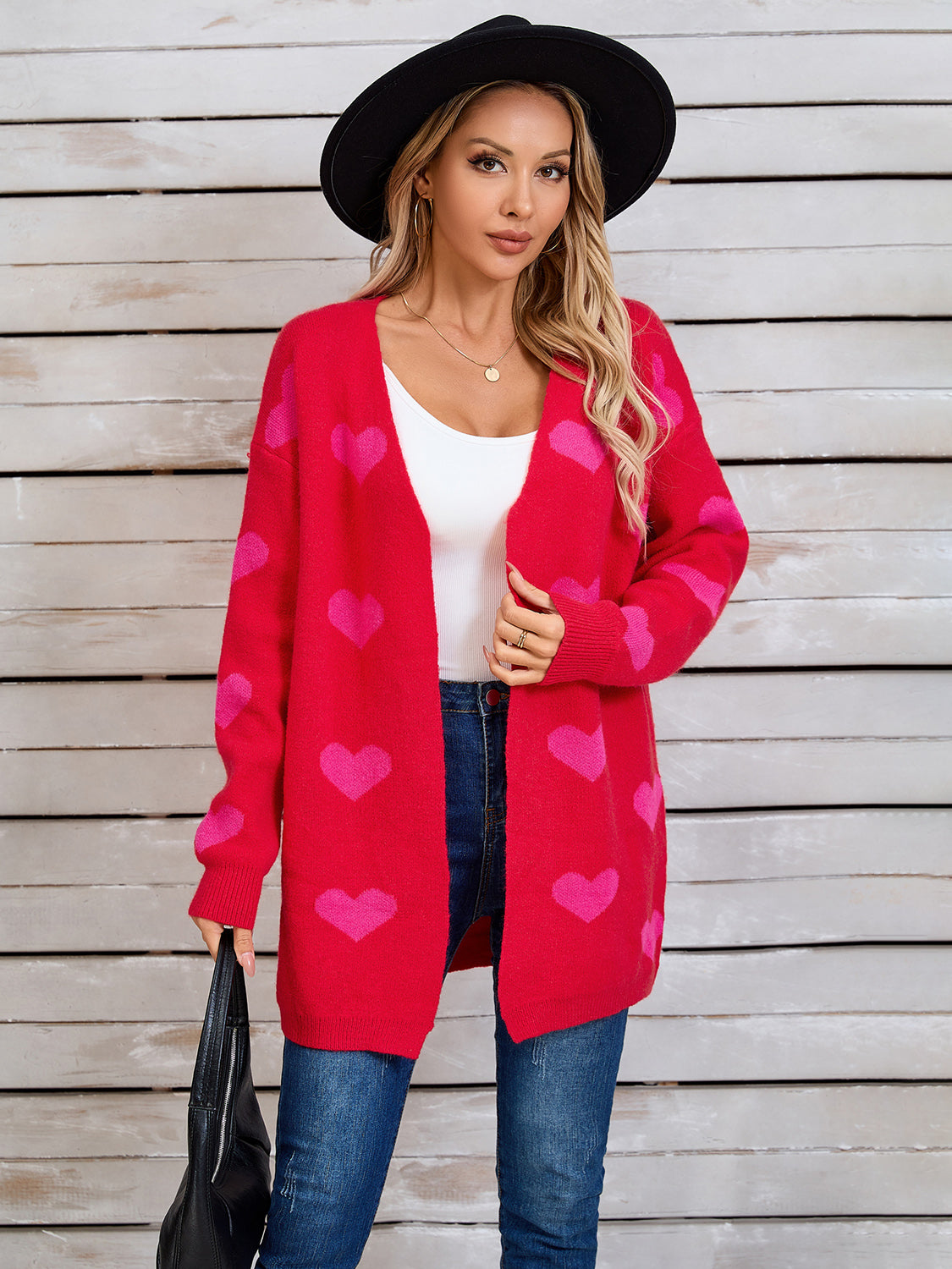 Angel Wings Heart Open Front Long Sleeve Cardigan