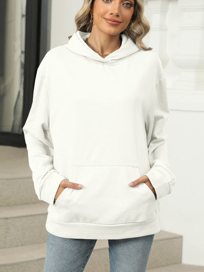 Pocketed Long Sleeve Hoodie Ivory