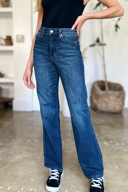 Judy Blue Full Size Tummy Control Straight Jeans Dark