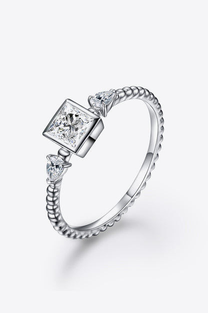 Moissanite Square Shape 925 Sterling Silver Ring Silver