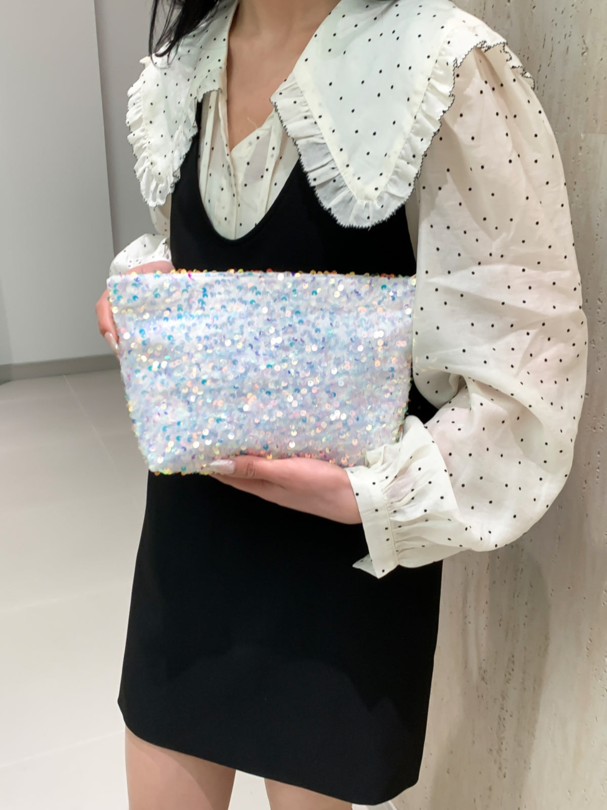 Sequin Clutch with Zipper