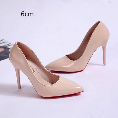 Pumps Women's Stiletto Heel Pointed Toe Sexy High Heels Shallow Mouth Super High Heel Solid Color Apricot 6cm