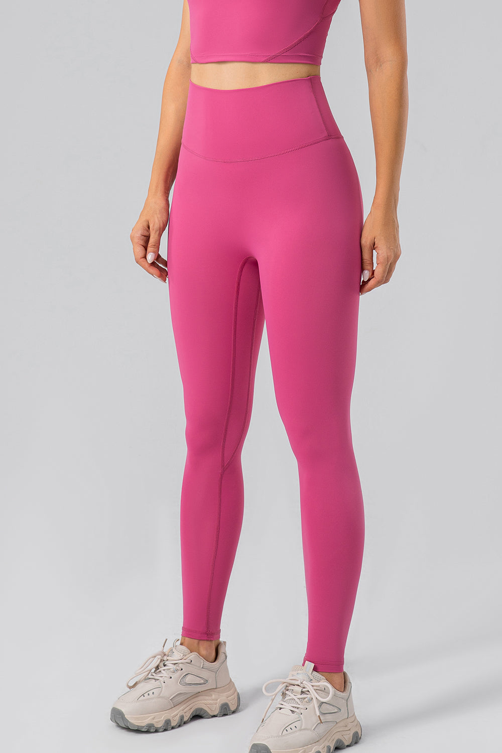 High Waist Wide Waistband Active Leggings Hot Pink