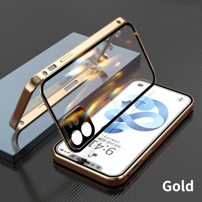 Magnetic Waterproof Adsorption Phone Case Gold For iphone