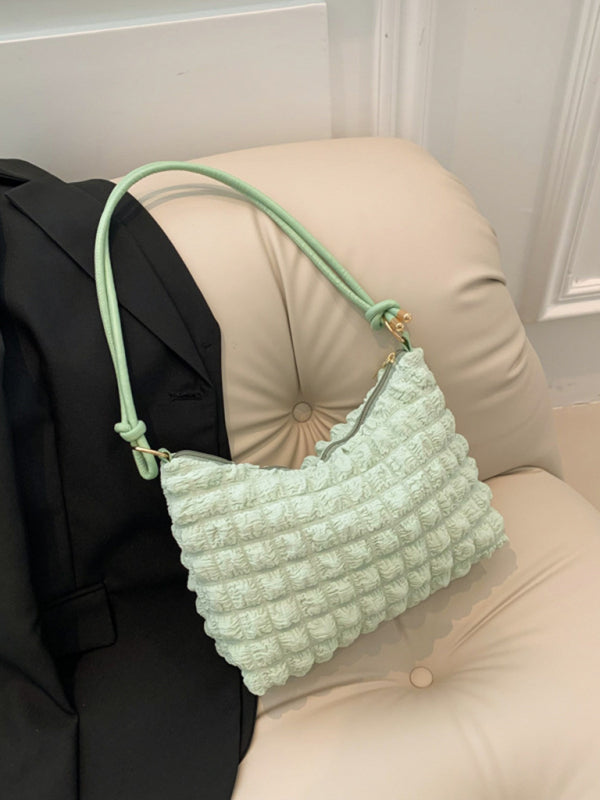 New soft square underarm bag simple solid color handbag Mint Green F