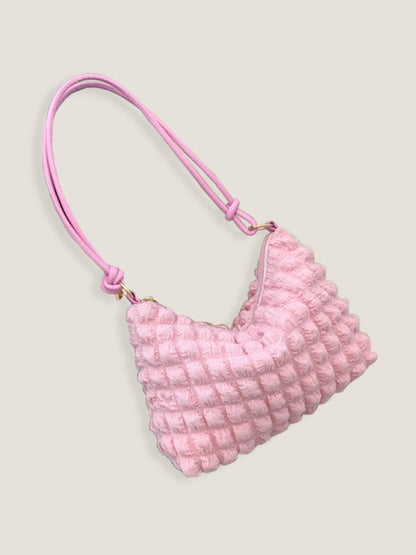 New soft square underarm bag simple solid color handbag Pink F